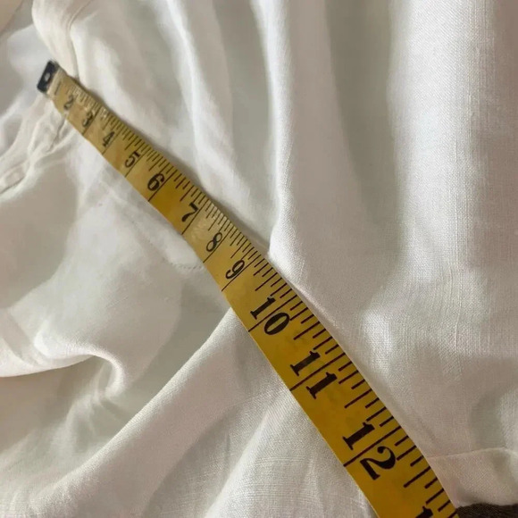 Ruby Rd Linen Blend Crop Straight Leg Pants Beaded Split Hem Plus Size 18W White - Picture 14 of 16